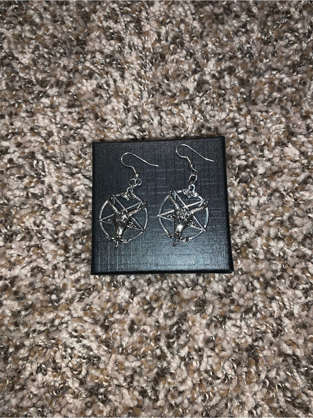 Silver Pentagram Dangle Earrings